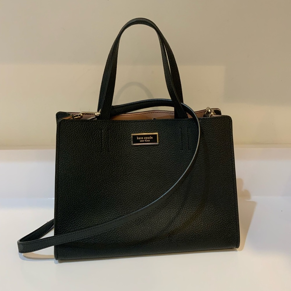 Kate Spade’s Black Medium Sam Satchel Leather Shoulder Bag